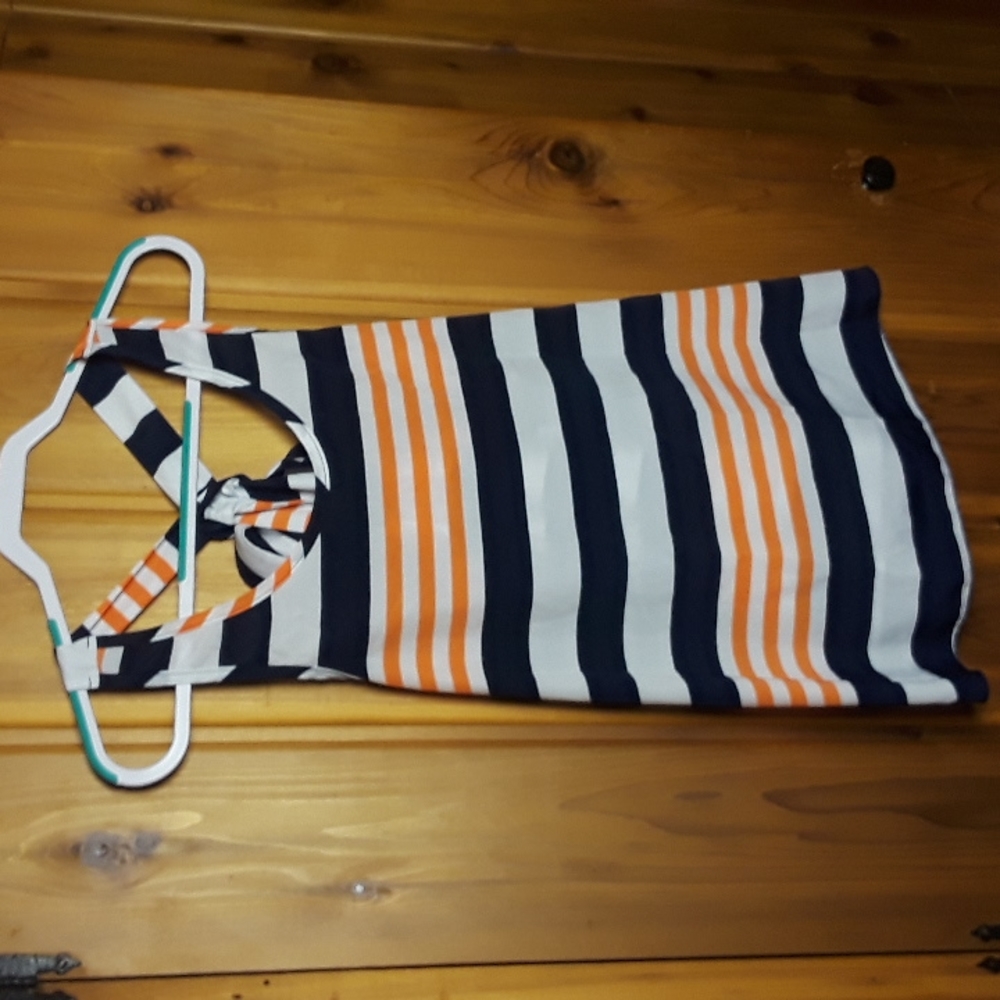 🌟❣️4/$10❣️🌟Studio Y flowy orange/blue striped tieback bow tank top